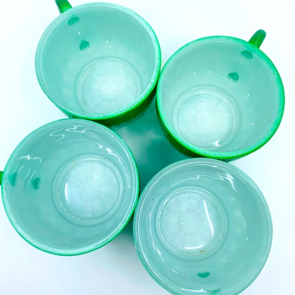 Set of 8 Vintage Jeannette “Slick & Sassy” Green & Yellow Punch Bowl Cups (6 oz) - Picture 12 of 16